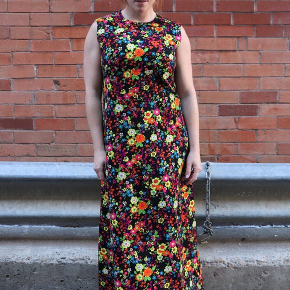 Vintage 70s day glo floral maxi - Picture 3 of 6